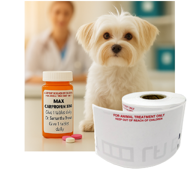 Veterinary labels for clinics and specimen labelling